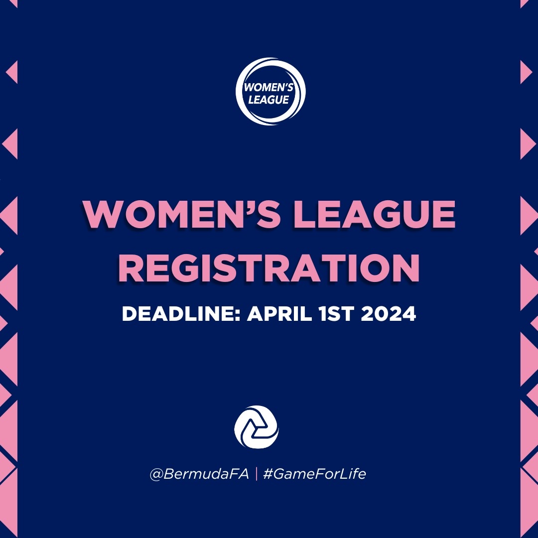 BermudaFA's tweet photo. 🚨 Calling all women's football teams! 🚨 Registration for the 2024 Women's League is now OPEN! Don't miss your chance to compete against the best. Deadline: April 1st. Spread the word!

to find out more, email women@bermudafootball.com

#WomensFootball #TeamRegistration https://t.co/FiZMgR7wJD