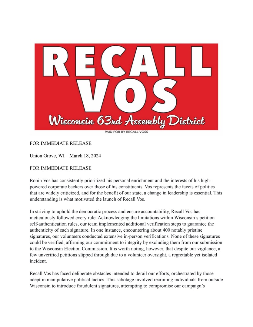 hotgovernment1's tweet photo. An update from the #RecallVos camp. https://t.co/WfayO9HveN