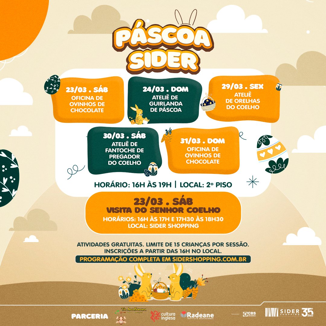 sidershopping's tweet photo. Semana começando e adivinha? Tem programação nova no ar! Páscoa tá chegaaaaaando... https://t.co/rutHN6jkQN