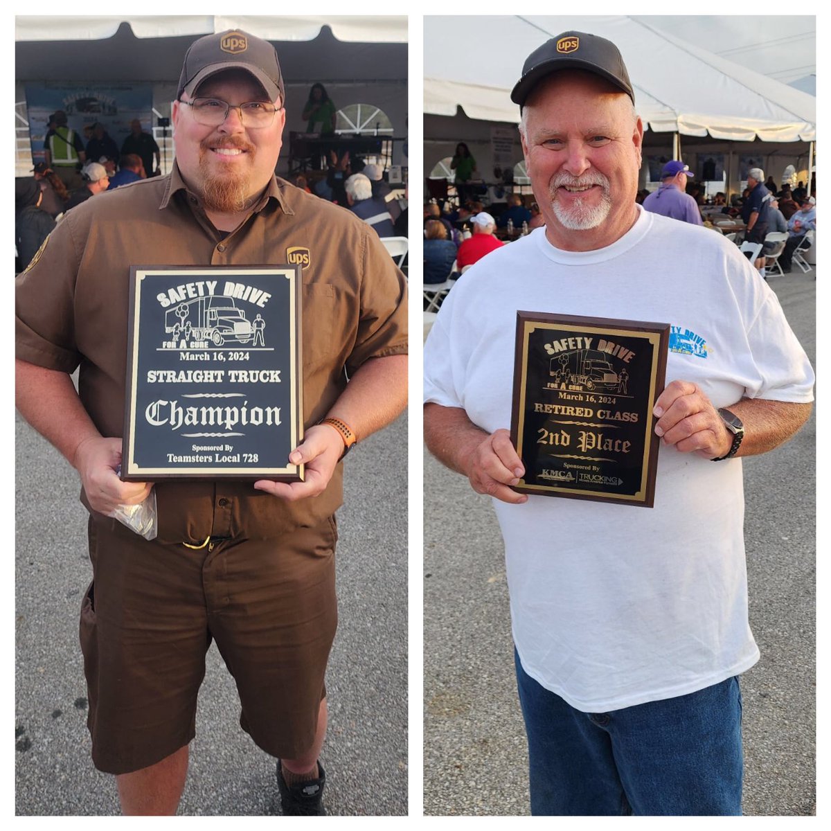 CACHFeeder's tweet photo. Congratulations 🎉 to CACH Feeder driver Jim Fisher for taking 1st place in the straight truck class at the Safety Drive for a Cure truck rodeo held at the Atlanta UPS SMART hub. Shout out to CACH retiree Jim Lindemulder for taking 2nd in the retiree class! #proudupsers https://t.co/x2j0QVupaj