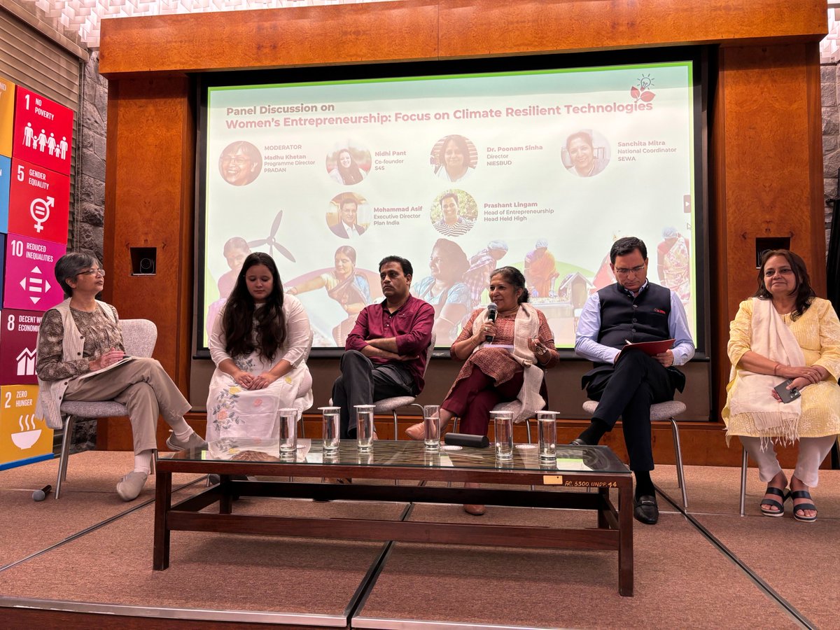 Sanchita Mitra, SEWA Bharat's National Coordinator, joined the 'Investing in Women' event by @UN_Women, discussing 'Women’s Entrepreneurship: Focus on Climate Resilient Technologies’ that sought to delve into the critical intersections of gender, livelihoods, and climate change.