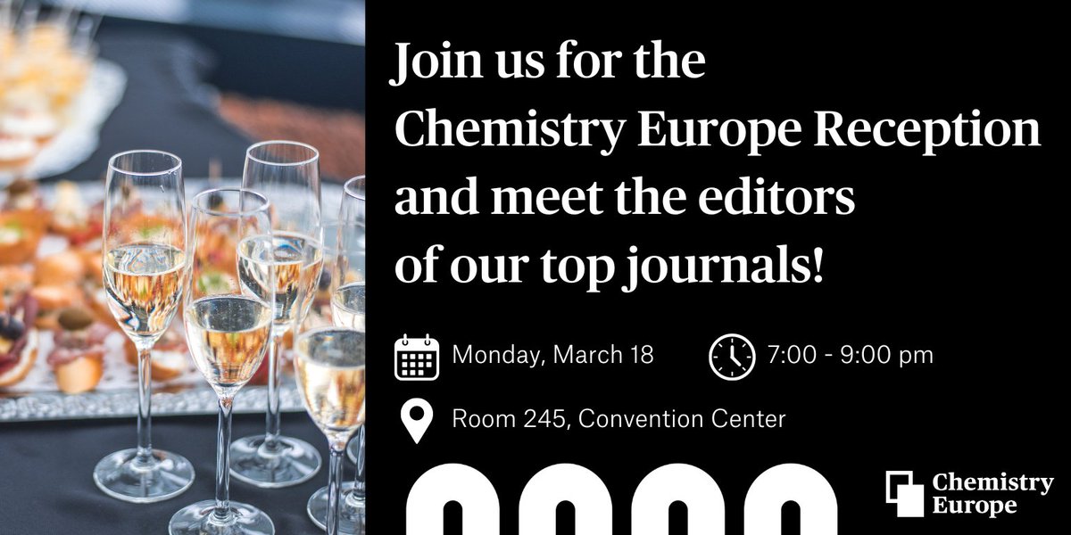 Join our editors for tonight's reception at #ACSSpring2024! Where: Room 245, Convention Center When: Mon, March 18, 7-9 pm