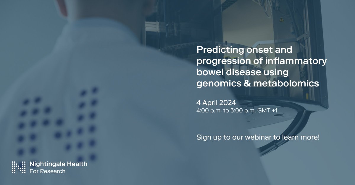 Welcome to our webinar Predicting onset and progression of inflammatory bowel disease using genomics & metabolomics on 4th April at 4 p.m. GMT +1! In this webinar, @jcbarret and @charlie_lees will present metabolomic insights from the UK Biobank dataset on inflammatory bowel…