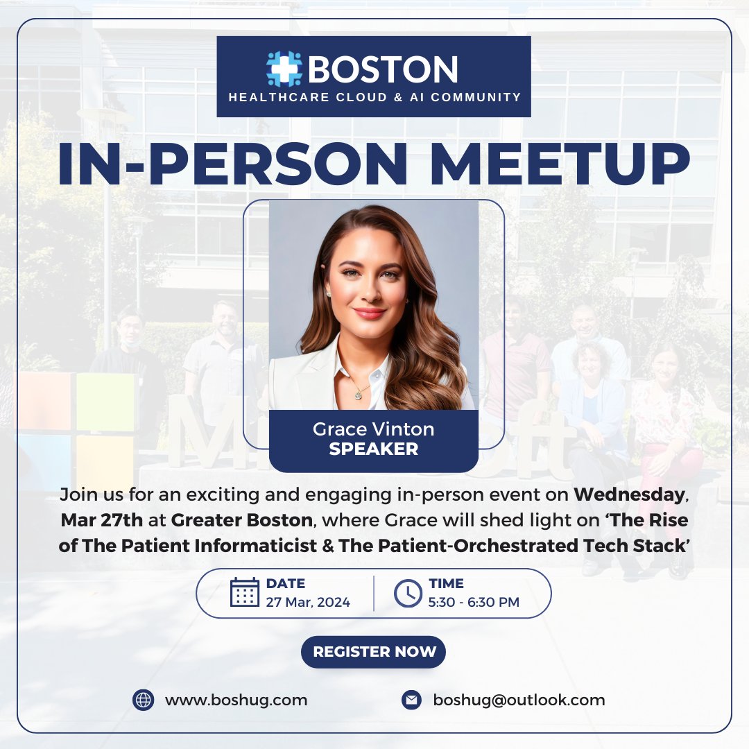 It's an honor to have @HITeaWithGrace join us at Microsoft Greater Boston this month. Grace is untouchable in her quest for #HealthEquity and #PatientExperience.

register: meetup.com/healthcare-tec…

#boshug #rdbuzz #mvpbuzz