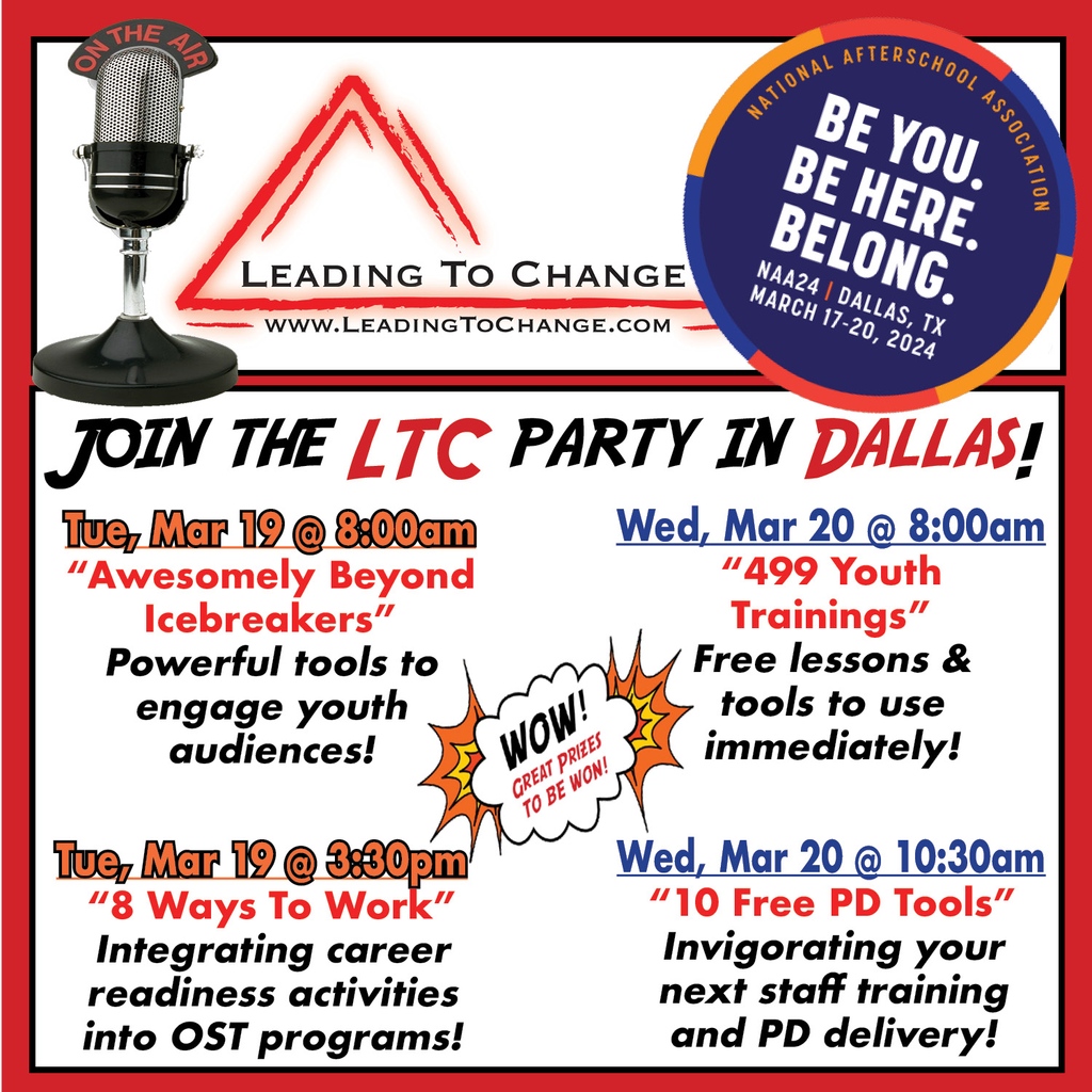 Calling all #NAA24 friends in Dallas!  Join the LTC party at any of the FOUR workshops that we are presenting on Tues and Weds!  Follow the music and laughter:-). #BeYouBeHereBELONG
