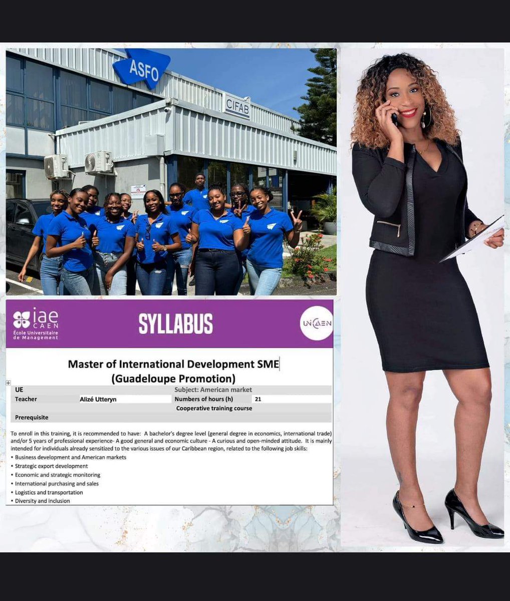 Congratulations to our CEO @alizeutteryn for being a teacher for the @Asfo students in the second year of the Master 's program SME in international development in Guadeloupe. #education #leadership #mentorship #youngpeople
