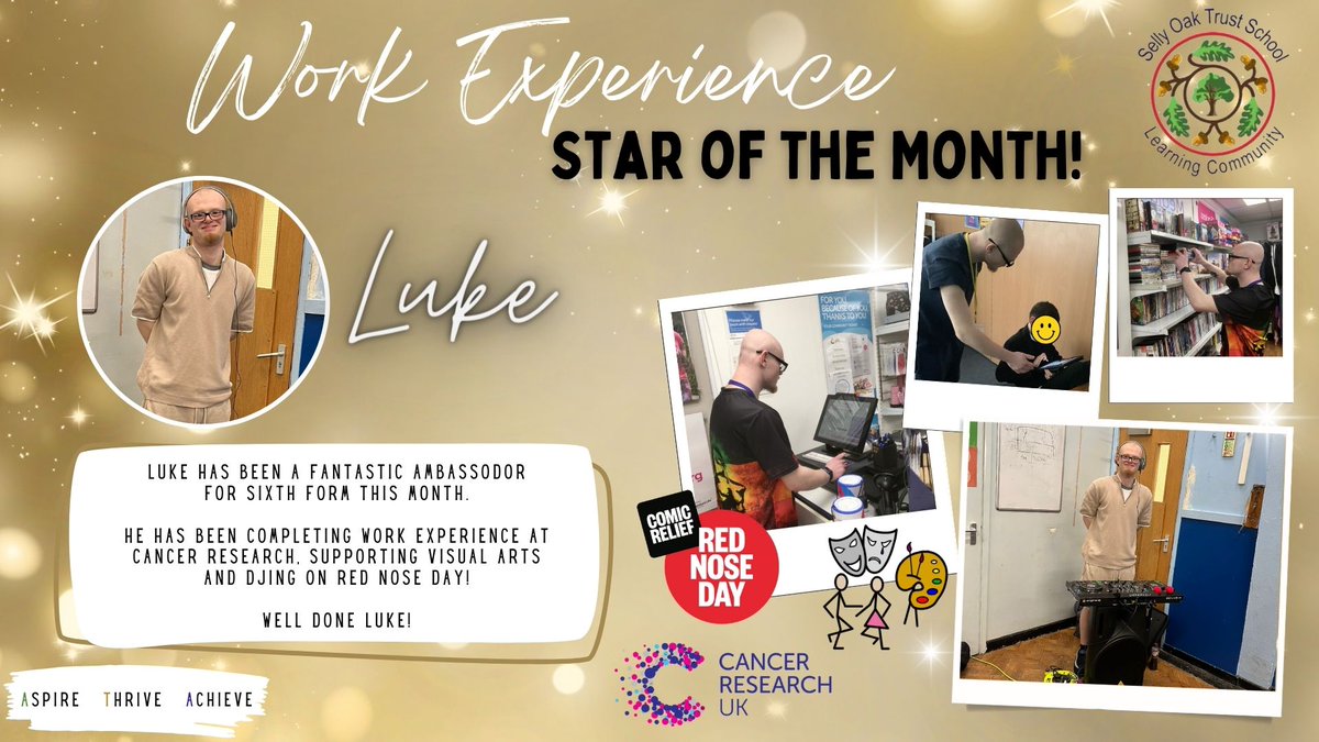 Work Experience Star of the Month for March goes to Year 13 student, Luke 🥳 @Selly_Oak @SOTS_6th_Form #workexperience #volunteering