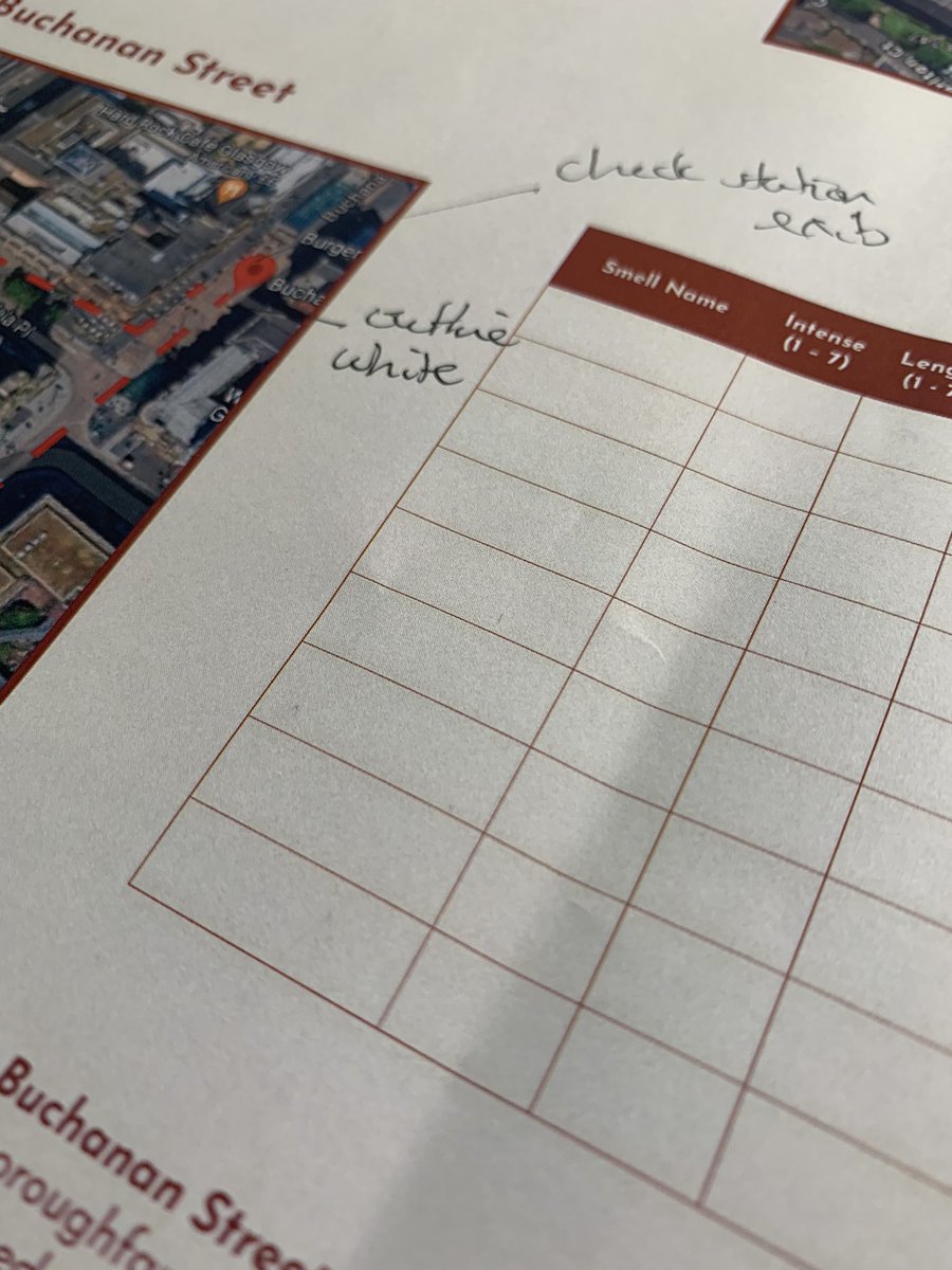 Next up #smellwalk in #glasgow - and a redesign for the #smellnotes