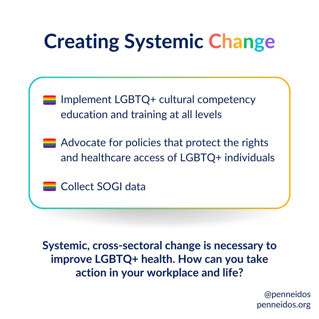 🏳️‍🌈 This #LGBTQHealthAwarenessWeek, consider how you can effect systemic change for health equity. Disparities are preventable, but require action in healthcare, policy, education, & beyond. Share to raise awareness & start the conversation! Learn more: penneidos.org