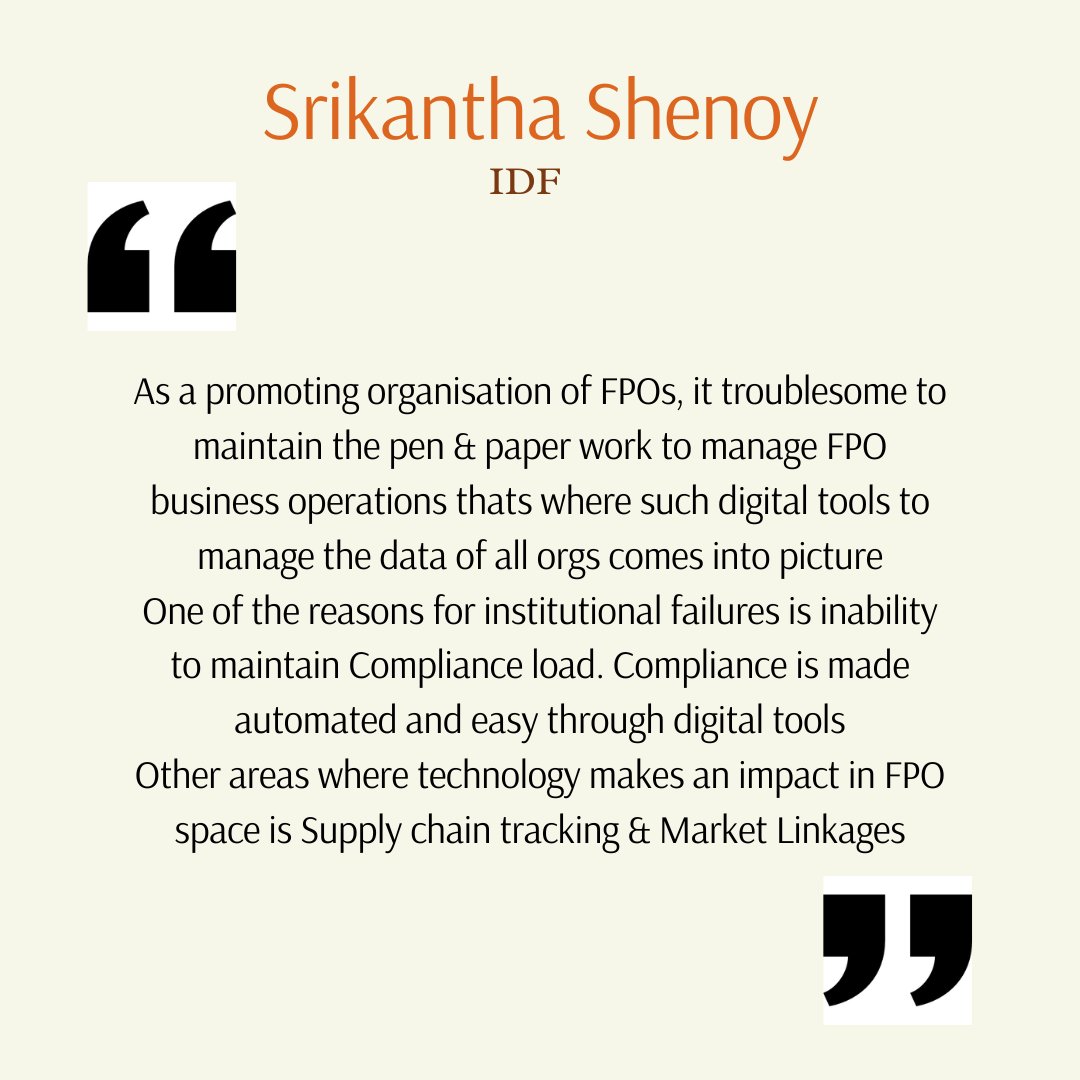 NetworkSamudra's tweet photo. Joining the discussion, Srikantha Shenoy's take on the impact digital tools will make in FPO Business. 

#fpos #FPOdigitization #agritech #idf #Farmercollectives #smallholderfarmers #Agriwebinar https://t.co/B88SEIfmQY