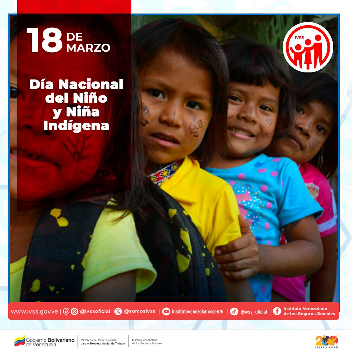 Hoy 18 de marzo celebramos el Día Nacional del Niño y la Niña Indígena, reconocer la riqueza cultural y la importancia de proteger los derechos de los más pequeños de nuestras comunidades indígenas. #MáximaFelicidadSocial @MagaGutierrezV @NicolasMaduro @delcyrodriguezv