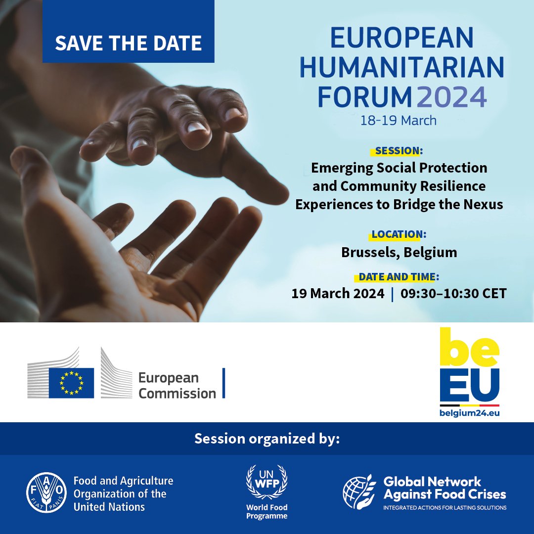 TOMORROW ‼️ Join our #GNAFC session at the 2024 European Humanitarian Forum #EHF2024 Register for the livestream 🔗bit.ly/gnafc-ehf24  'Emerging Social Protection & Community Resilience Experiences to Bridge the Nexus' ⌚️9:30–10:30 CET 📍 Brussels, Belgium