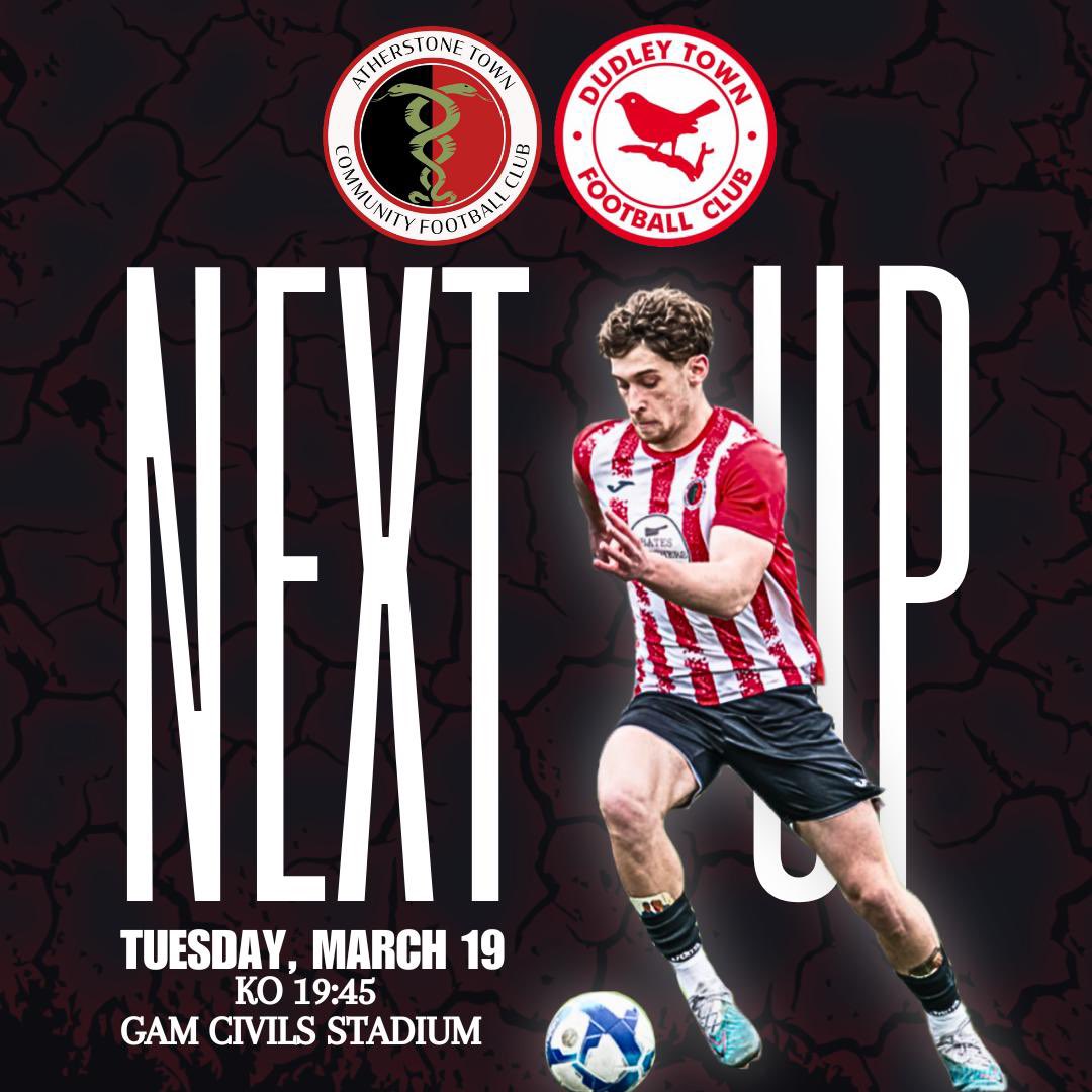 FCAtherstone's tweet photo. π₯NEXT UPπ₯
Tomorrow we entertain one of the leagueβs form teams, @DudleyTownFC at the GAM Civils Stadium.
A massive game for both teams, as we approach the business end of the season.
Kick-Off is 7.45pm..
Should be a goodβun.
β€οΈπ€π
#ohwhenthetown
#makeaddersgreatagain https://t.co/f6spqcCEm5