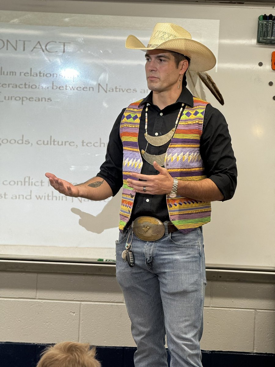 A huge TFAA thanks goes out to Zeke Reedy who is a member of the Muscogee Creek Nation @MuscogeeNation for coming out and demonstrating and explaining Native American Culture to our 3rd grade students. @rucoschools #community #proudPrincipal @TFAA_Rams