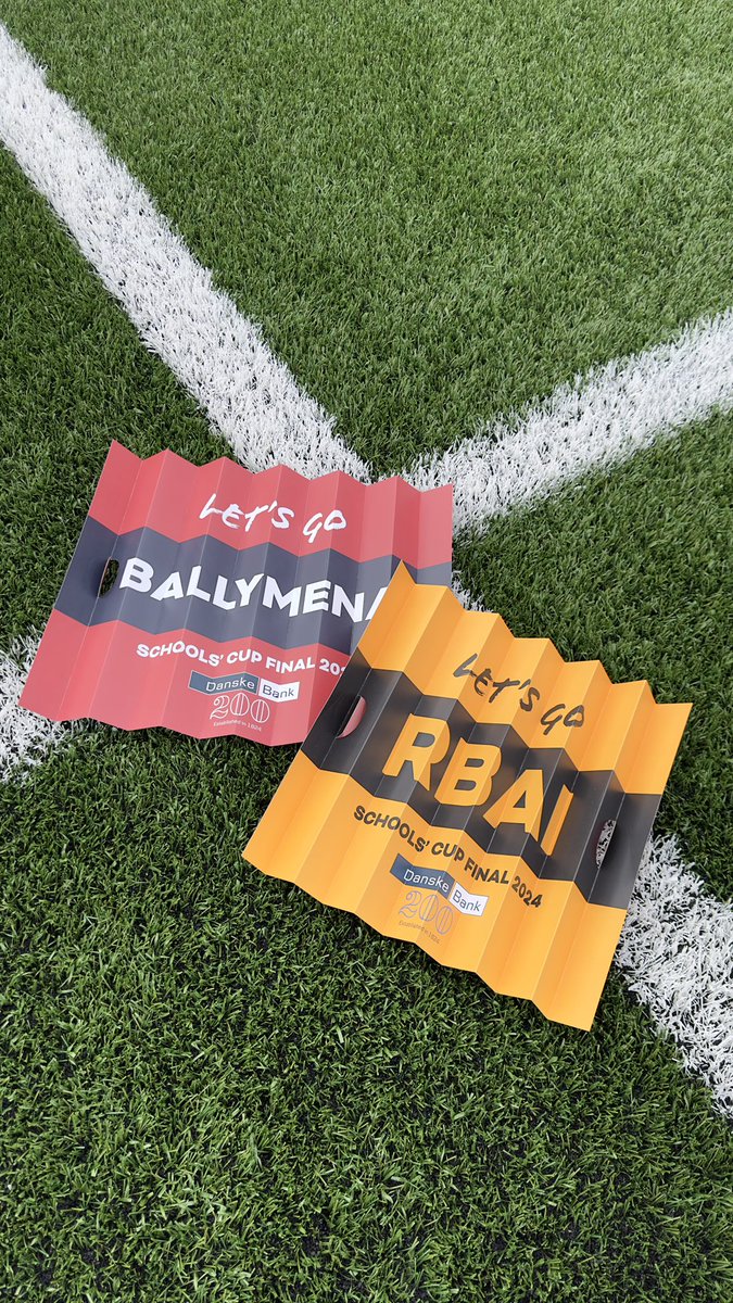 Coming to the @DanskeBank_UK Schools' Cup Final today? 🏆 Make some noise supporting your School with our RBAI and Ballymena Academy branded Clap-Banners 💥