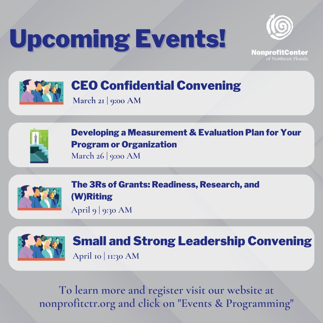 Join the Nonprofit Center for these upcoming programs and trainings. You can learn more and register at nonprofitctr.org