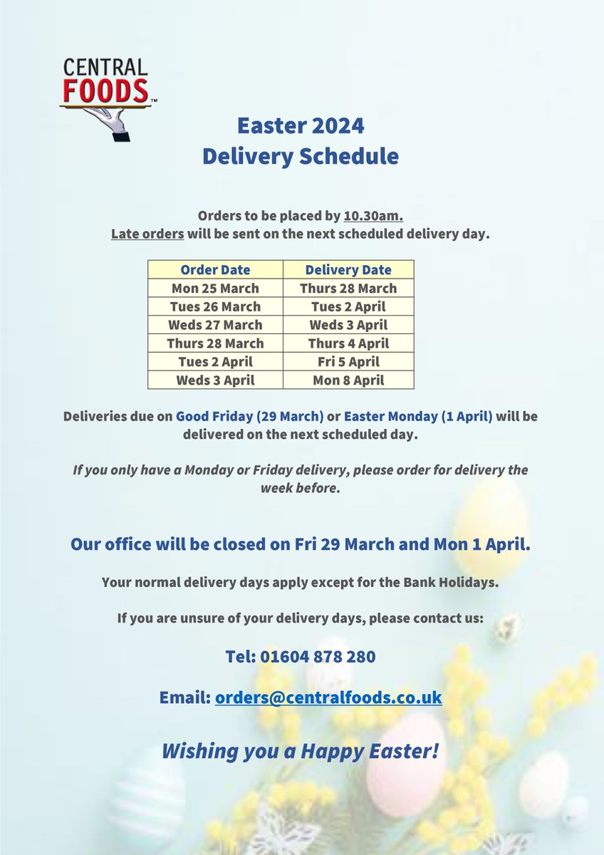 📣Calling all #frozenfood #wholesalers! #Easter is nearly here... 🐰🐣
Make sure you place your orders in time for the #easter2024 weekend ⬇️
#catering #distribution #makingyourlifeeasier
