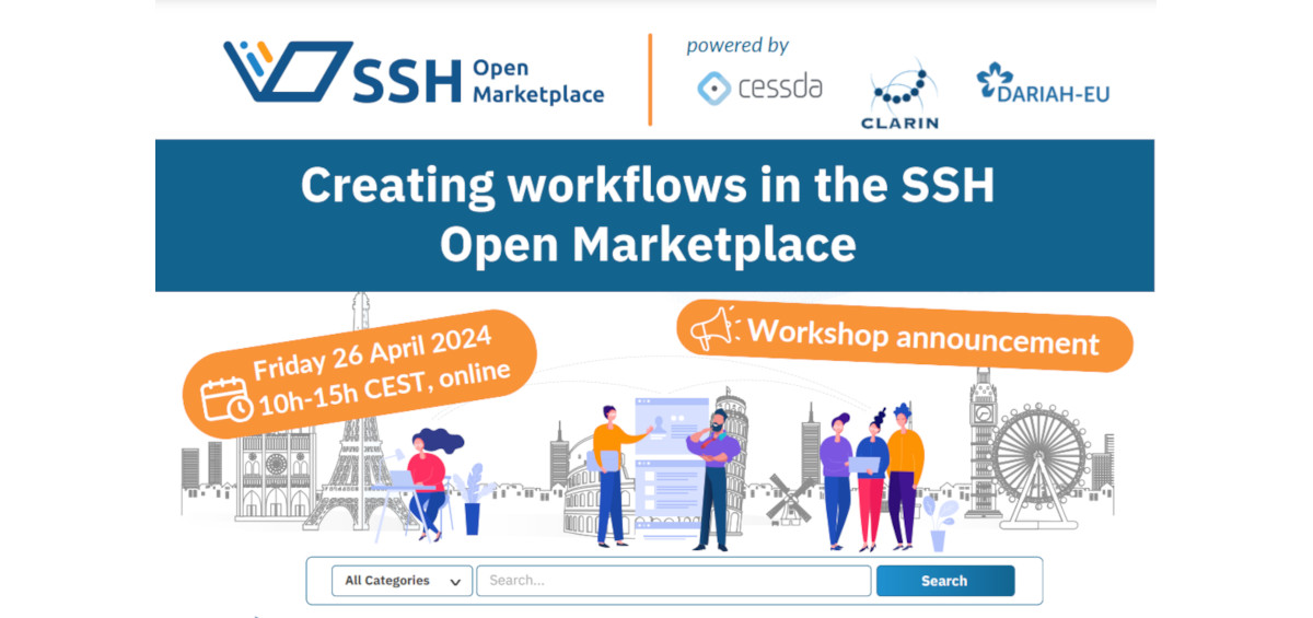 Book your place at the DARIAH-CH workshop: “Creating workflows in the SSH Open Marketplace” which takes place on Friday 26th April (online) 🔜 ➡️More information here: dariah.eu/2024/03/15/dar…