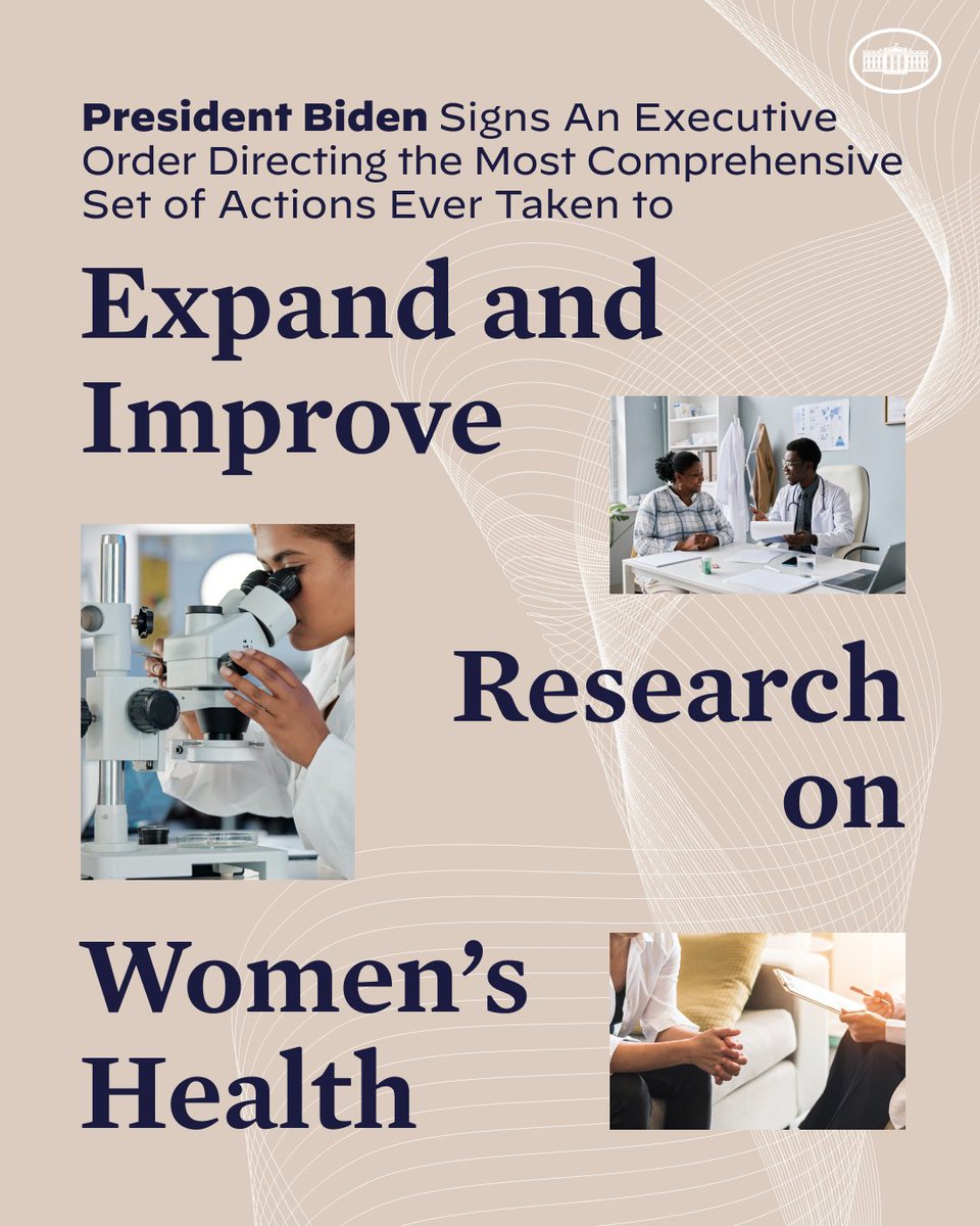 Women make up half of our population but women’s health research has been understudied and underfunded.
 
That’s why I’m signing an Executive Order to ensure women’s health is prioritized across the federal research portfolio and budget.