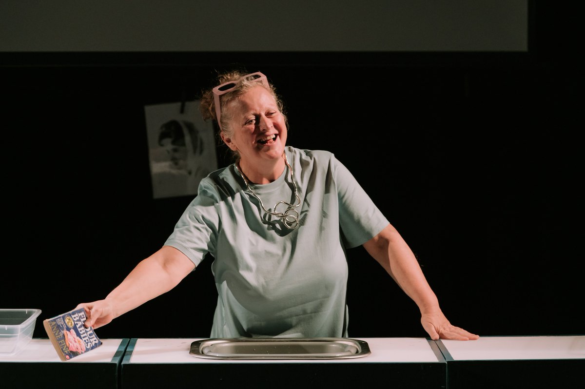 Award winning artistic dir @GraeaeJennyS's solo show #SelfRaising is in our Bramall Rock Void. She has spent a lifetime championing stories by deaf & disabled artists & pioneered the ‘Aesthetics of Access’, (creatively integrated sign language, captioning & audio description).