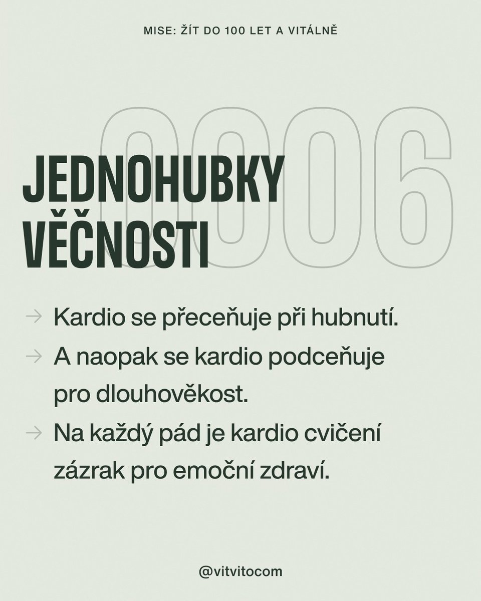 vitvito's tweet photo. Kardio cvičení ne­ní jen způsob, jak zlepšit kondici nebo shodit přebytečná kila.

Může­ nám pomoci žít déle. Studie ukazují, že pravide­lný pohyb jako běh, plavání nebo jízda na kole snižují riziko mnoha nemocí.

#kardio #trenink #beh #tipy #inspirace https://t.co/nPYHTPfBI0