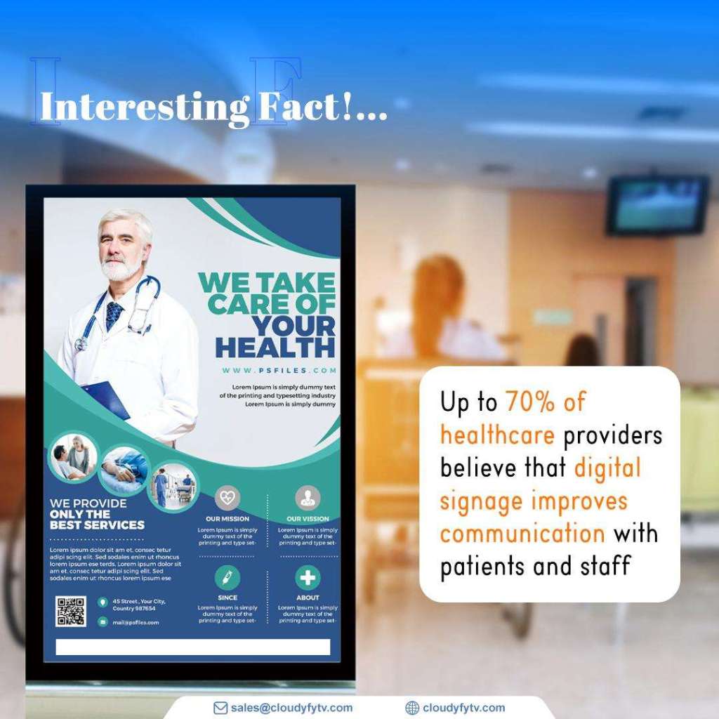 #digitalsignage can improve #communication between #healthcare staff and patients. Interestingly, around 70 percent of #healthcareservice providers believe this globally. Want to #discuss the scope of digital signage for your #hospital? Let's #connect!