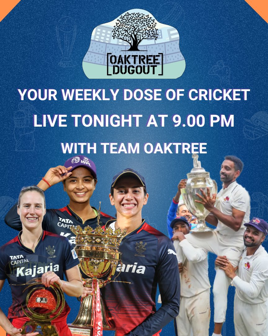 It’s Monday and Oaktree Dugout is back! Join us youtube.com/watch?v=aEVx9z… #Cricket #updates #WPLFinal #RCB #ranjitrophy