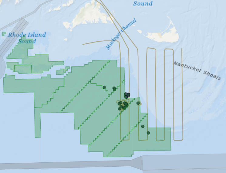 32 N. Atlantic right whale sightings in and immediately around the NE wind energy areas since 3/12: @BOEM