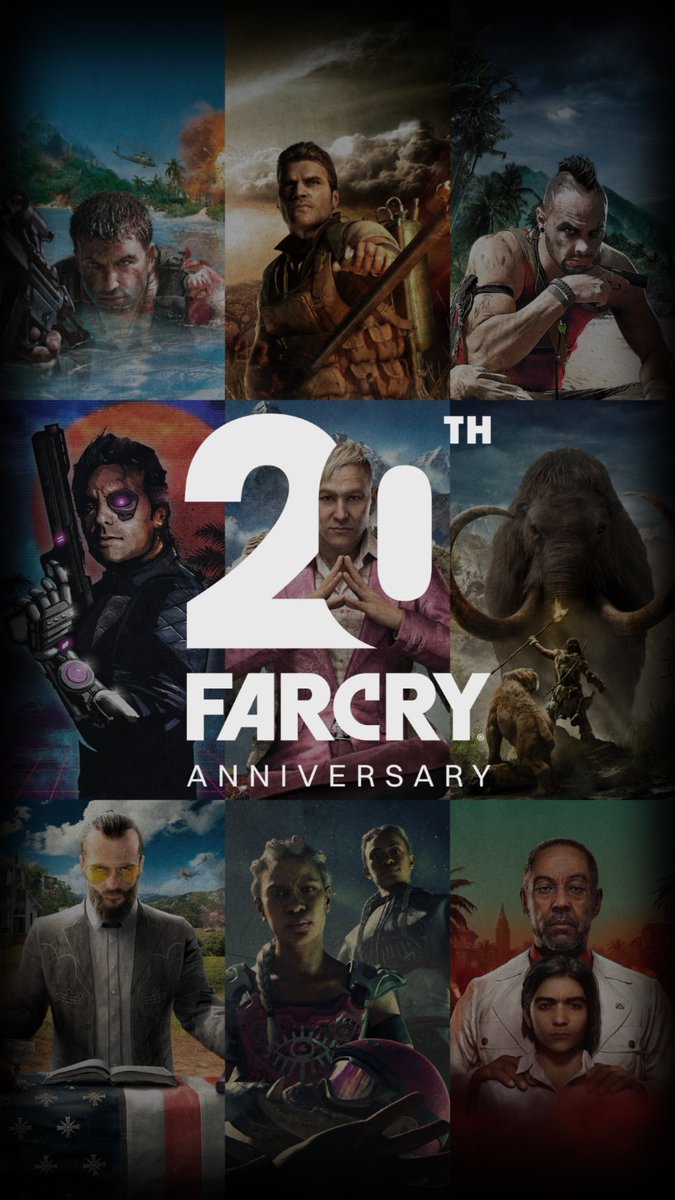 🎉 Here’s to two decades of unforgettable adventures! Celebrate #FarCry20 with this special anniversary wallpaper! Download it for your computer or phone! 🖥️📱 What’s your favourite Far Cry game?