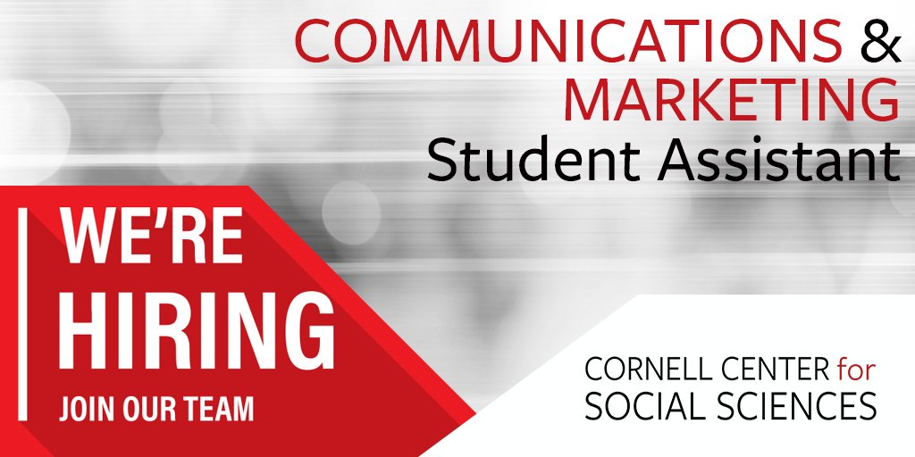 Are you a #Cornell student looking for summer work? @CornellCCSS is seeking a student Communications & Marketing Assistant for summer '24, with the flexibility for remote work and potential to continue the role during the '24-25 academic year. Apply here: myworkday.com/cornell/d/inst…