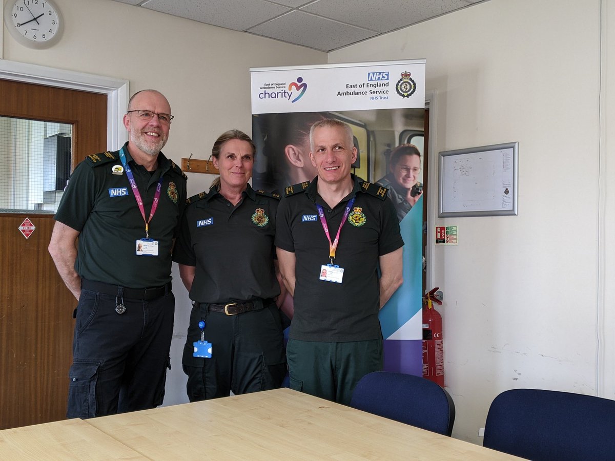 In martlesham with volunteers celebrating our work with EEAST Charity and @NHSCharities in the provision of falls skilled volunteers and roving cars. @EastEnglandAmb @jojo_fletcher1 @KateLott_ @HeyTomAbell