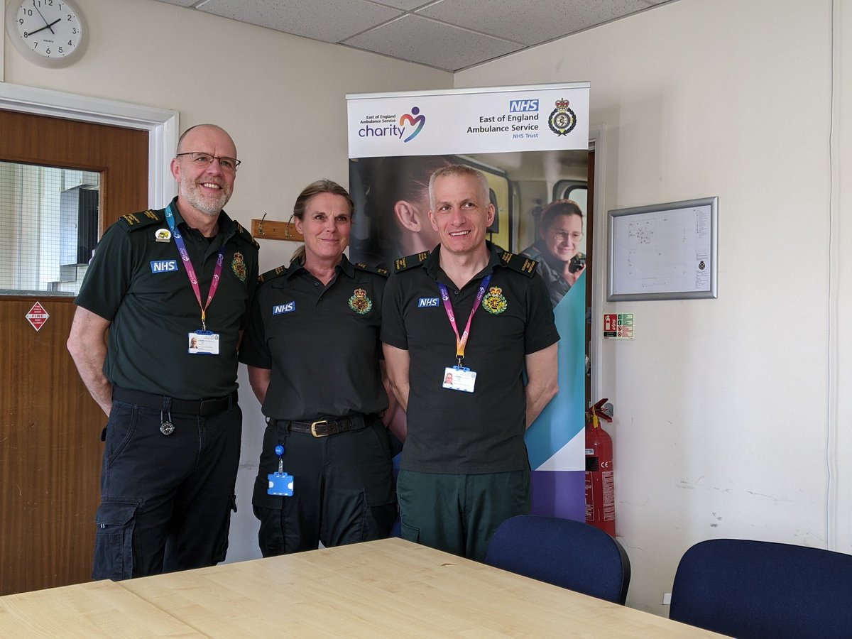 In martlesham with volunteers celebrating our work with EEAST Charity and <a href="/NHSCharities/">NHS Charities Together 💙</a> in the provision of falls skilled volunteers and roving cars. <a href="/EastEnglandAmb/">EEAST Ambulance Service</a> <a href="/jojo_fletcher1/">Joanna Fletcher</a> <a href="/KateLott_/">Kate Lott</a> @HeyTomAbell