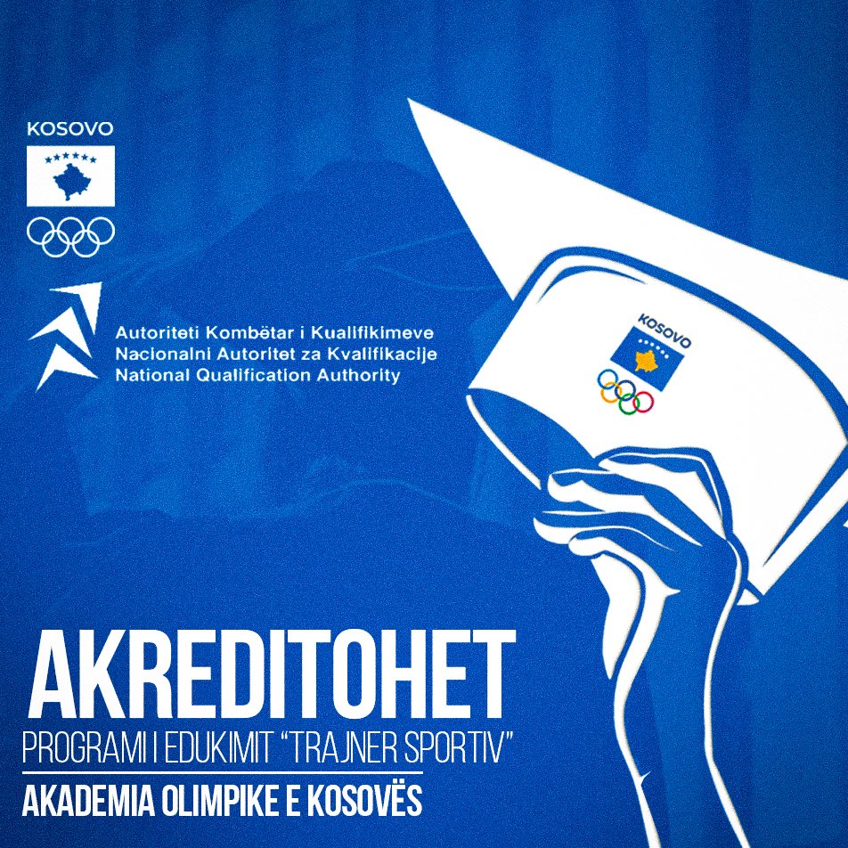 💥𝐀𝐊𝐑𝐄𝐃𝐈𝐓𝐎𝐇𝐄𝐓 ☑️ Autoriteti Kombëtar i Kualifikimeve ka akreditur programin e edukimit “Trajner Sportiv” – niveli 5, program ky i Akademisë Olimpike. Programi ofron edukimin dhe përgatitjen profesionale të trajnerëve në fushën e sportit...