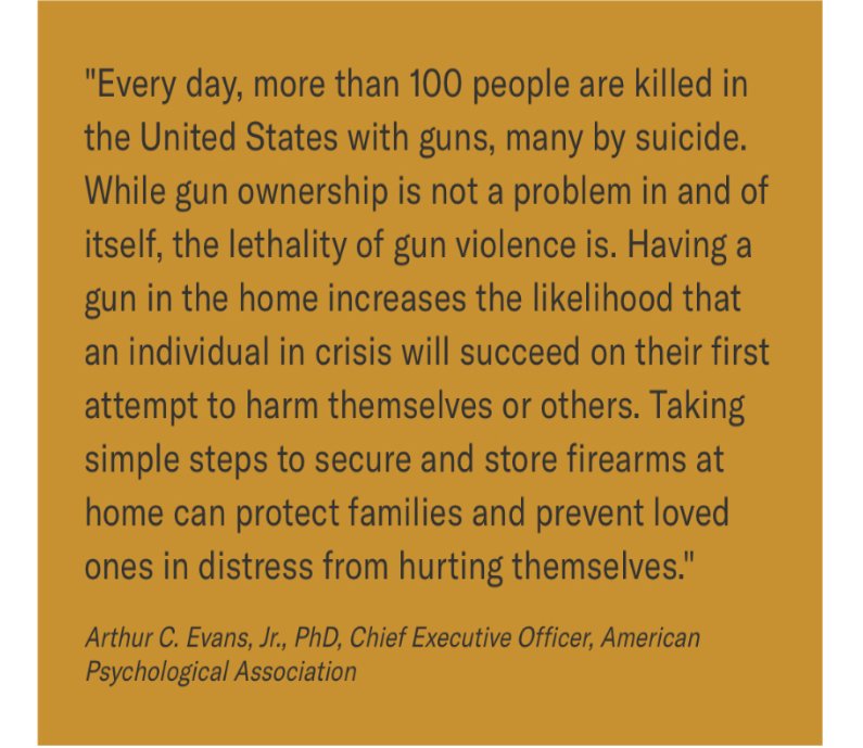 Most people who attempt suicide and survive never attempt again. Though guns account for just 5% of American suicide attempts, they make up more than half of all suicide deaths. Delaying access to a gun in a moment of crisis can save a life. #SafeStorageSavesLives