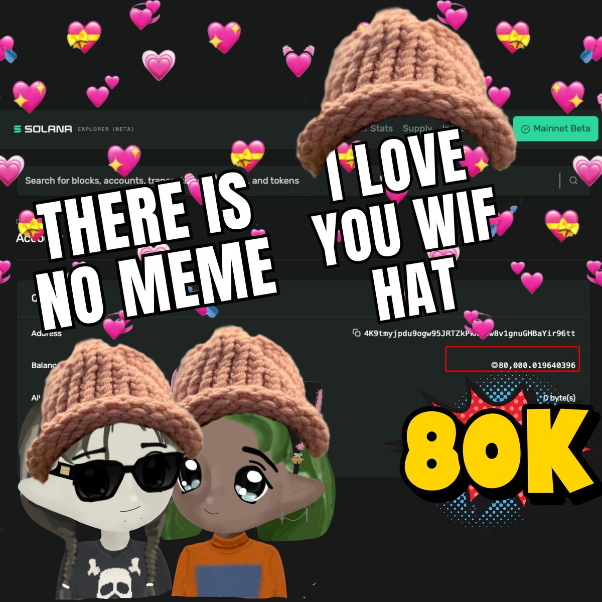 miladymemecoin's tweet photo. 🚀 Milady Wif Hat update! 🎉

We've soared to 80,000 SOL in our presale, all thanks to your amazing support! 💪

Once again, the official address for the presale is 4K9tmyjpdu9ogw95JRTZkPkNppw8v1gnuGHBaYir96tt

Get your hats ready, the journey is just beginning. 🎩💖 https://t.co/fl5bngH00O