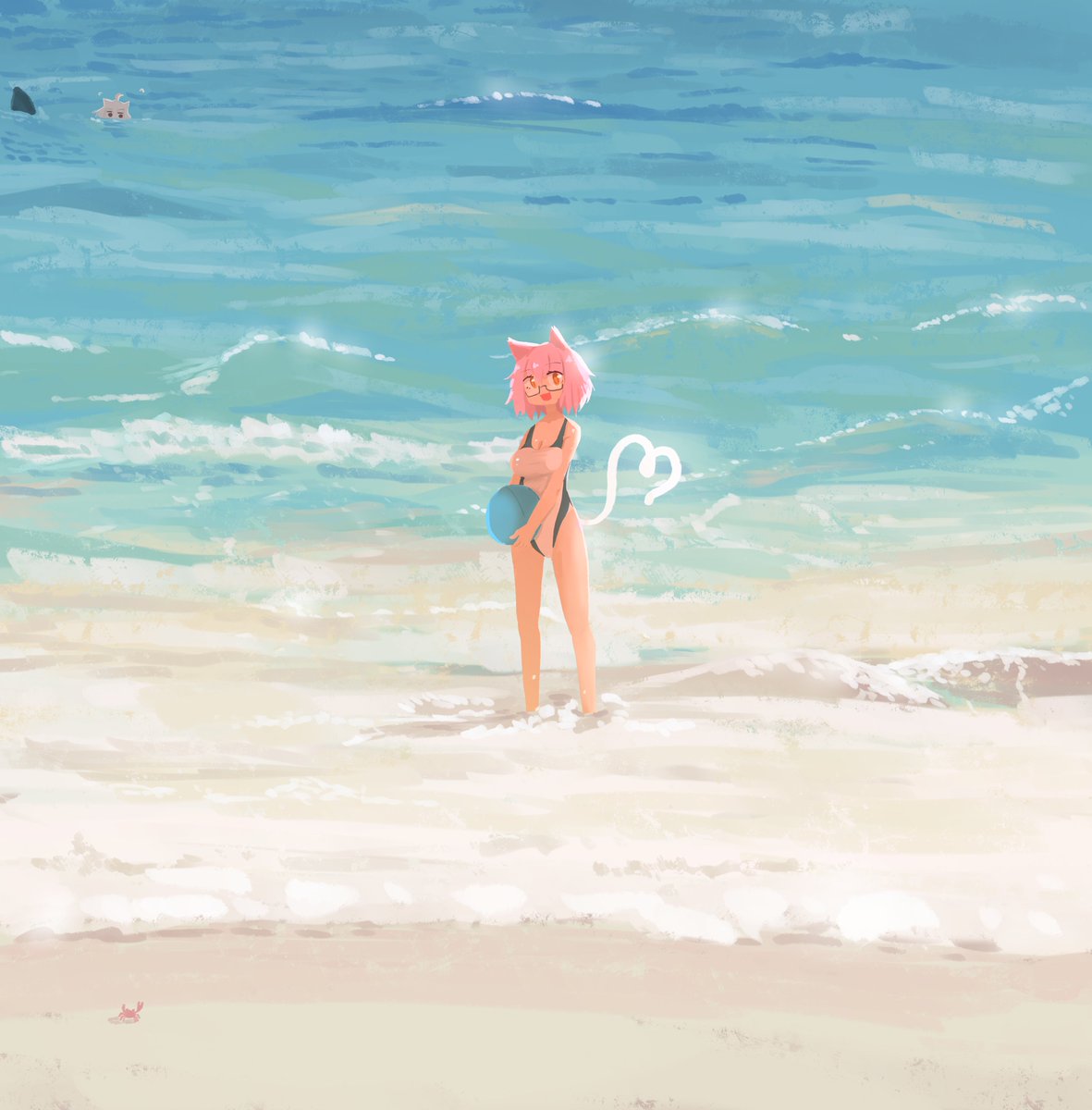 I draw @LuisAzaldegui 's OC, Astarte! I haven't gone to the beach for a while now, so I kinda miss it, so I made a painting about the beach haha