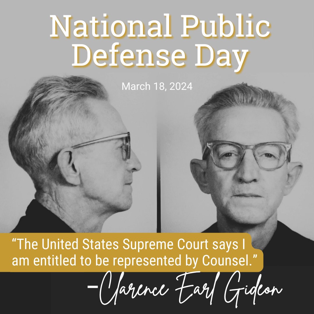 Happy #PublicDefenseDay! Also known as #GideonDay.  Every day at #PDSDC we practice what Gideon and his lawyers fought for, and we are so honored to be able to bring the constitutional promise of COUNSEL and of a FAIR TRIAL to the people of the District of Columbia.