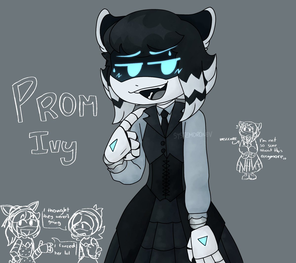 SystemDroneV's tweet photo. I got obsessed with my own OC help.
Anyway Prom Ivy - They didnt want to go but Lizzy didnt really give him a chance
#murderdrones #md #mdtwt #murderdronesoc #murderdronesprom #workerdrone #workerdroneoc https://t.co/tX7WtdHrnc
