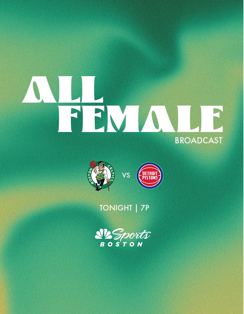TONIGHT! The Celtics are back home taking on the Detroit Pistons ☘️ NBC Sports Boston, the @celtics and @ConnecticutSun are celebrating Women's Empowerment Month with an all-female broadcast 📺 Coverage starts tonight at 7pm
