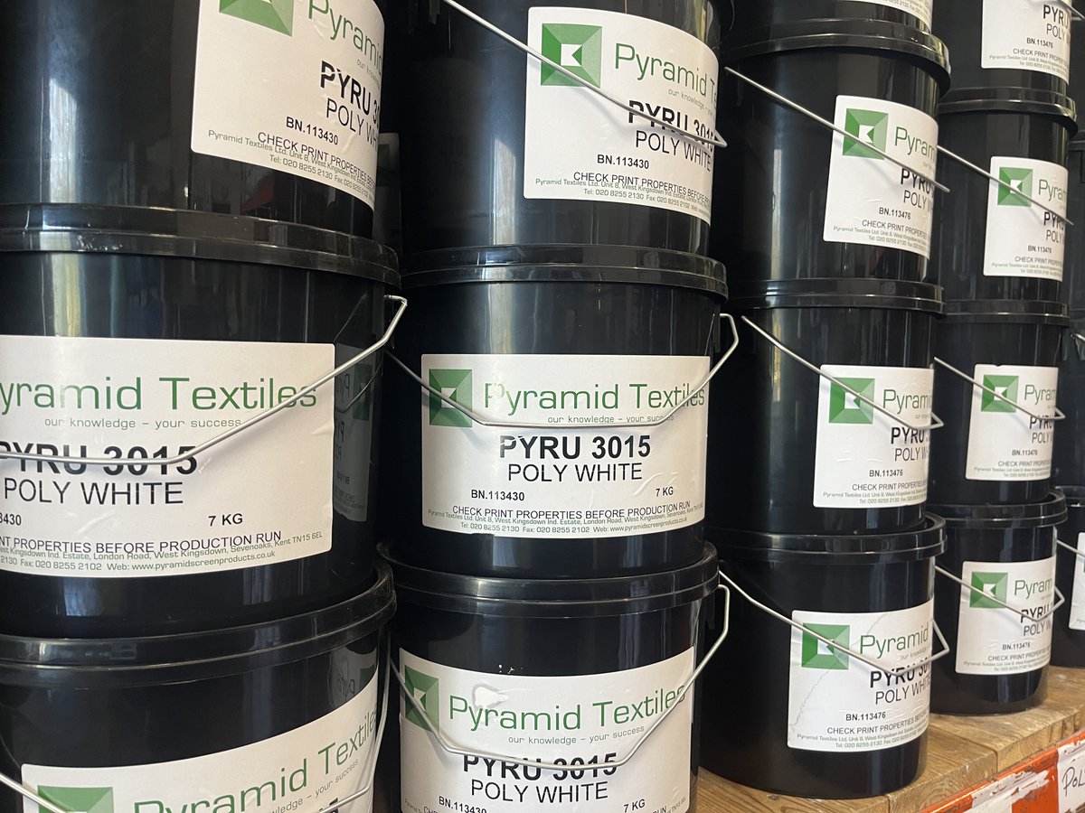 PyramidScreen's tweet photo. #Pyramid #Polywhite is #fastflashing , allowing for shorter dwell times and faster #productionrates

https://t.co/xL0EuVT4ZQ

#pyramidink #polywhiteink #screenmaker #screenmakerUK #printmakterUK #printroom #tshirtink #textuileprintingink https://t.co/vagNEqY2A0