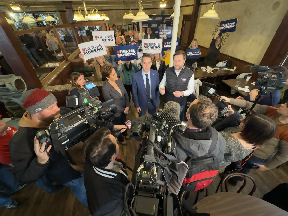 JUST NOW: @KariLake & Sen. @JDVance1 join Senate Candidate @BernieMoreno for Press Gaggle in Dayton, OH.