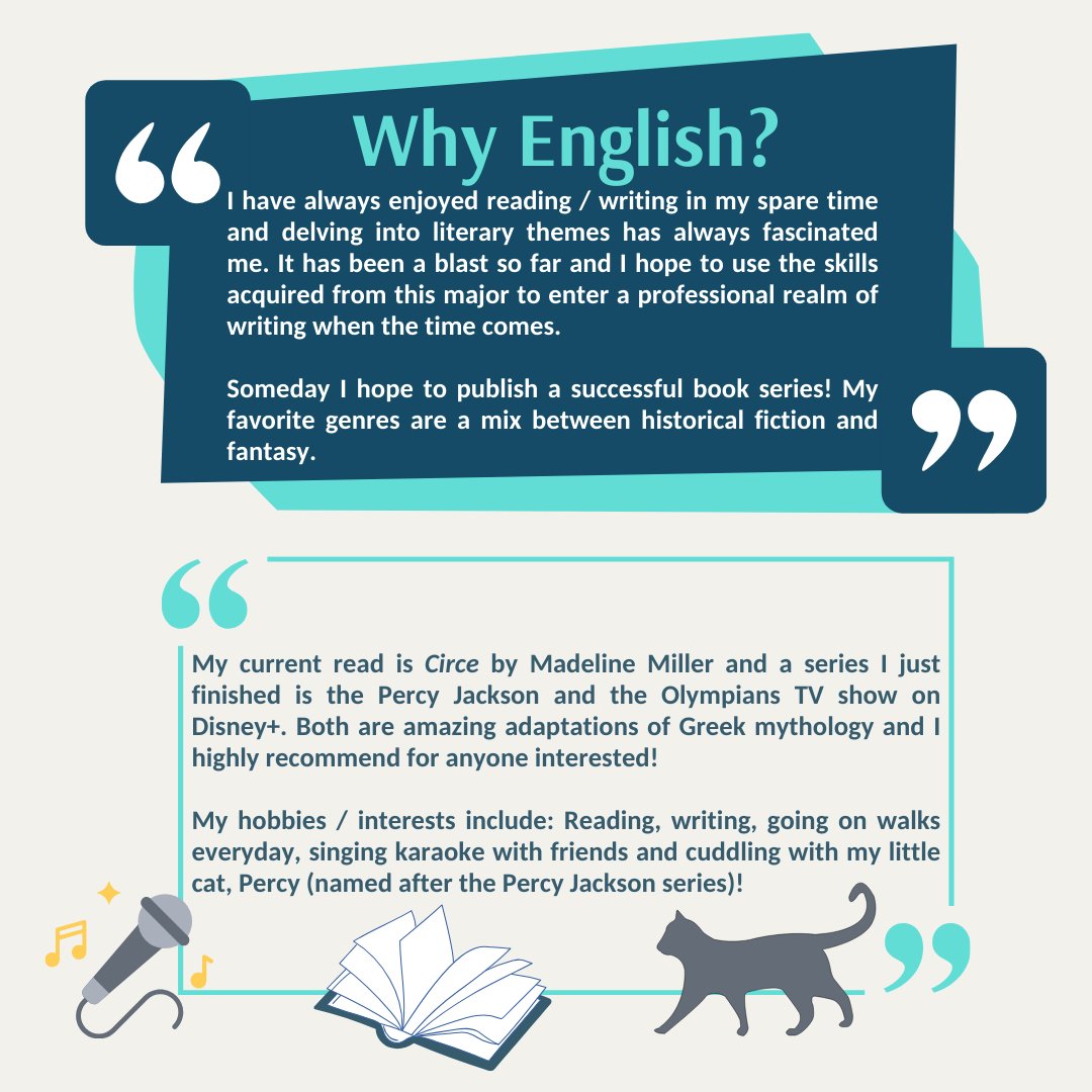 Today's Meet the Major Monday features Abbey Diiuro! A class she has enjoyed a lot is Poetry I with Professor Gary Jackson. "His lessons are always very interesting, and the class has such a fun vibe." Swipe to get to know Abbey!