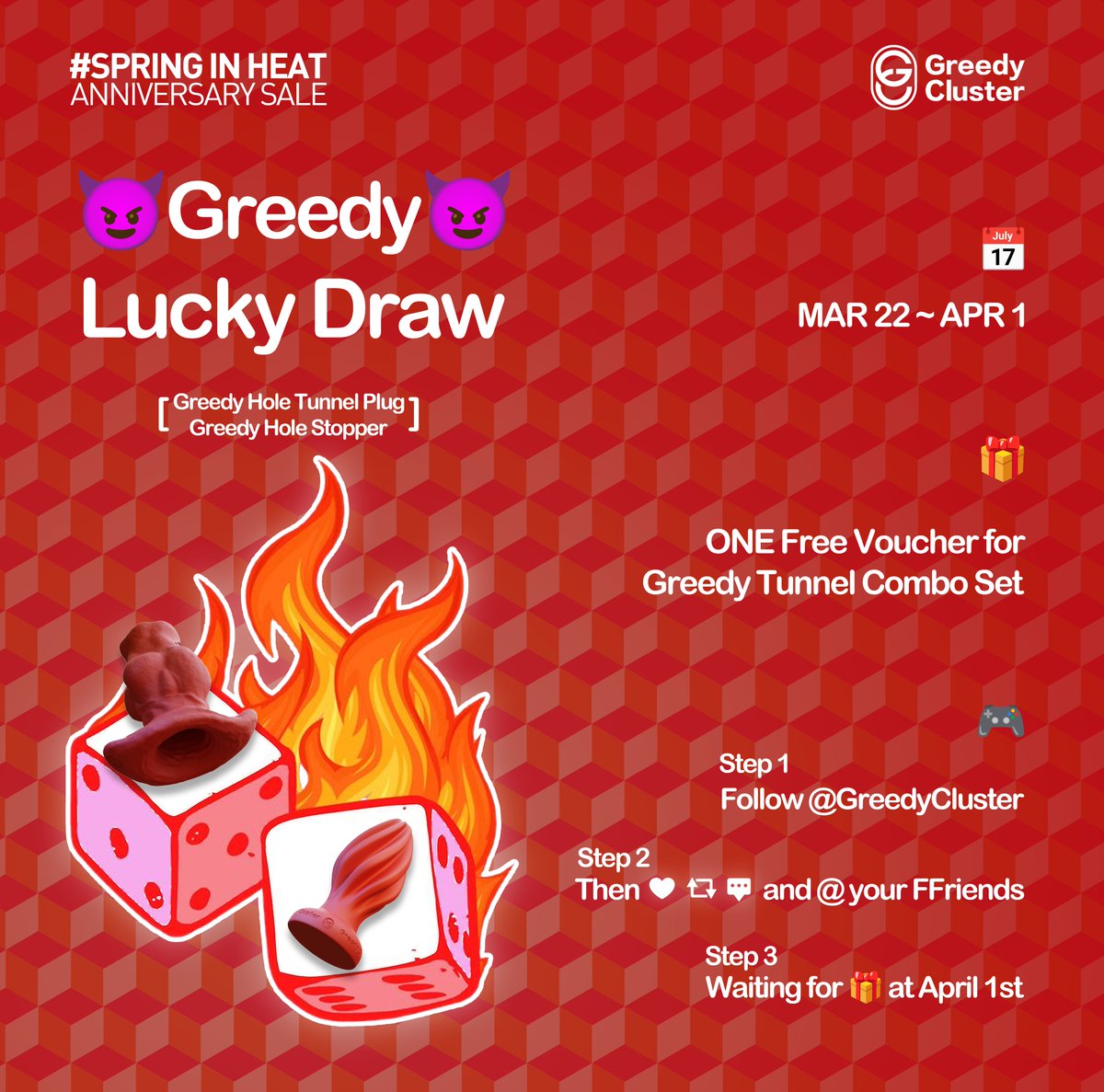 Greedy Cluster Toys © (@greedycluster) on Twitter photo ⚠️Warning⚠️
🔥#SPRIN_IN_HEAT Anniversary Sale is CUMMING🔥
😈GREEDY LUCKY DRAW😈
🗓️From March 22nd to April 1st
🎁GreedyHole Tunnel Plug ComboSet 🆓
1⃣️Follow <a href="/GreedyCluster/">Greedy Cluster Toys ©</a>
2⃣️Retweet🔁Comment📝 Like❤️ this tweet
3⃣️@ your FFriend or show off your hole Greedly
GOOD LUCK! ⚠️Warning⚠️
🔥#SPRIN_IN_HEAT Anniversary Sale is CUMMING🔥
😈GREEDY LUCKY DRAW😈
🗓️From March 22nd to April 1st
🎁GreedyHole Tunnel Plug ComboSet 🆓
1⃣️Follow <a href="/GreedyCluster/">Greedy Cluster Toys ©</a>
2⃣️Retweet🔁Comment📝 Like❤️ this tweet
3⃣️@ your FFriend or show off your hole Greedly
GOOD LUCK!