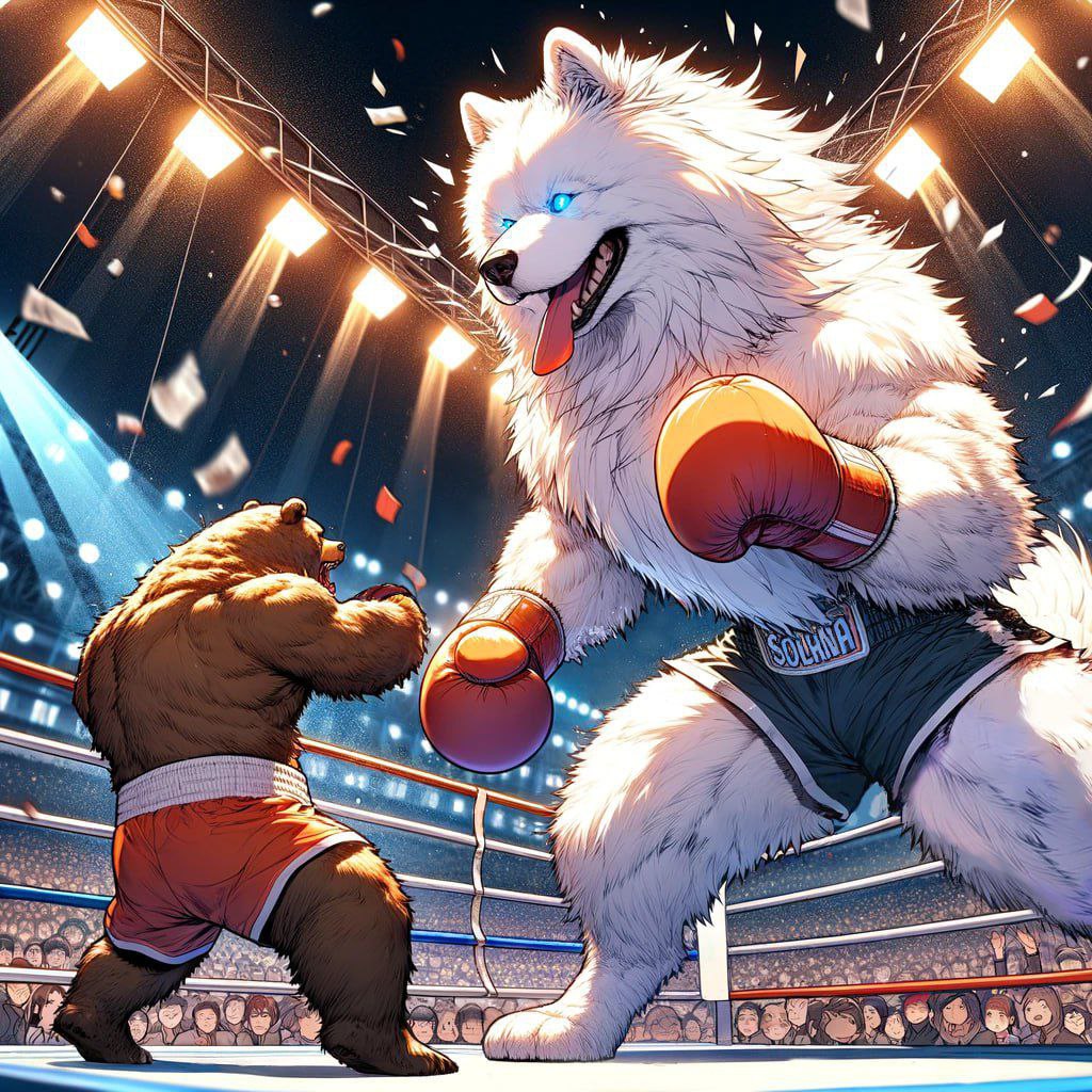 samoyedcoin's tweet photo. The fight has just begun and it ain't looking good for the bears. 🐻🥊🪦 https://t.co/hv2FDKDviC
