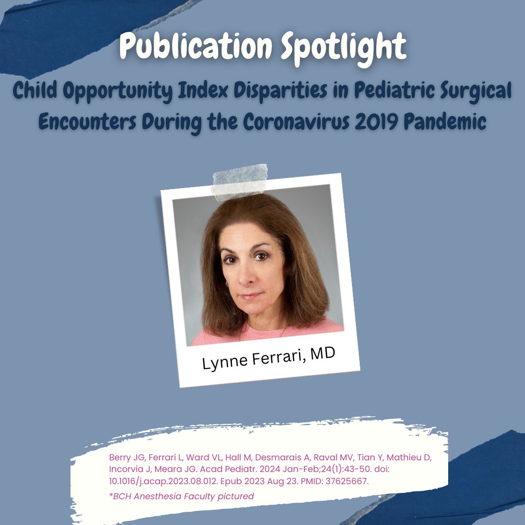 Today's publication delves into surgery trends before and during the Coronavirus pandemic, using the Child Opportunity Index (COI). Big congratulations to all the authors, with a special mention to our very own Dr. Lynne Ferrari! Read more: ow.ly/6up650QRbqe