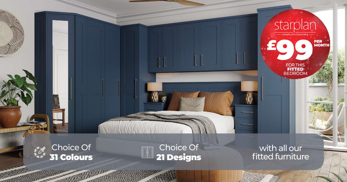 🌟 Exclusive Offer Alert! 🌟

Get this Beautiful Fully Fitted Bedroom for only £99 per month! 

Choose from 22 Door & Drawer colours, 7 Carcass colours, and 20 door designs. Plus, a huge choice of handles! 

starplandirect.com/products/99-pe…

#FittedBedroom #HomeDecor #FittedFurniture