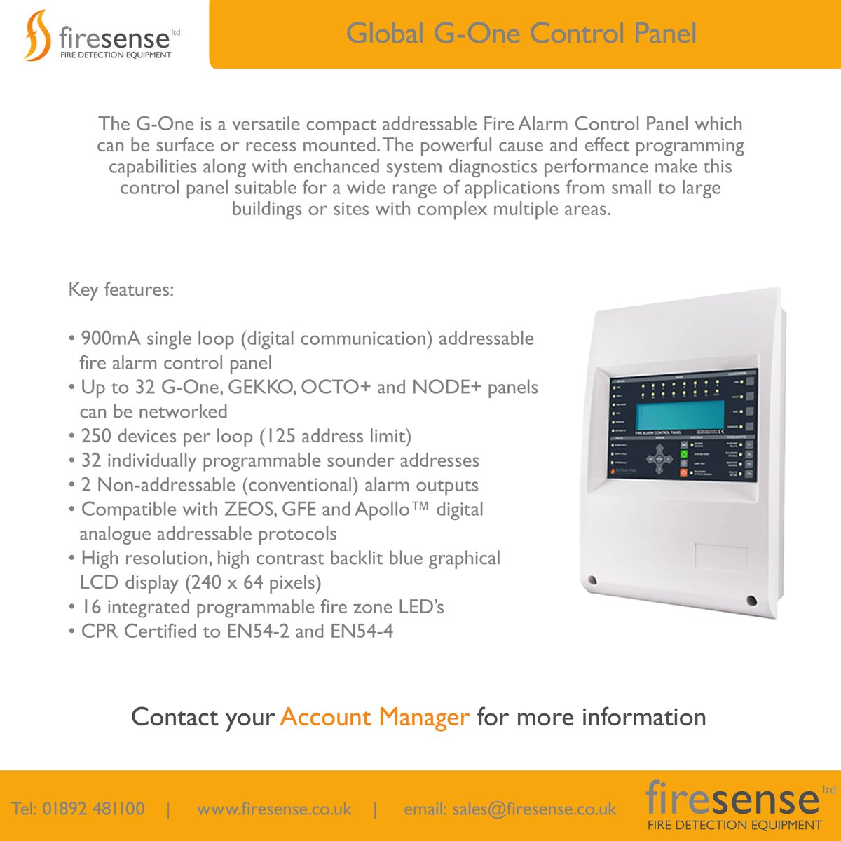 The Global G-One Fire Alarm Control Panel and range of Global Fire Equipment is available from Firesense now.
firesense.co.uk/global-fire-g-…

#fire #firesafety #fireproducts #globalfireequipment #distributor #firepanel #addressable #addressablepanel