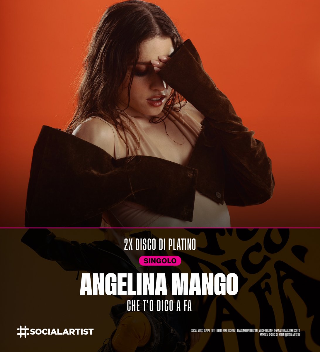 SocialArtistOF2's tweet photo. Certificazioni (@FIMI_IT): ANGELINA MANGO, #CHETODICOAFA 2x Disco di Platino (200.000 copie vendute) https://t.co/ggmHZYGpLt
