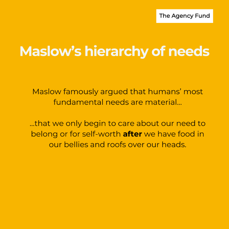 AgencyFund's tweet photo. Maslow got it wrong. And the implications reverberate to this day. 

At The Agency Fund, we’re committed to supporting ideas and organizations that expand human agency.

Find out where #Maslow went wrong in the link below ⬇

#HierarchyOfNeeds #FundamentalPsychologicalNeeds
