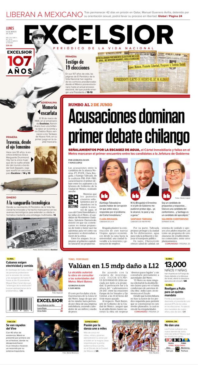 letroblesrosa's tweet photo. ‼️EXTRA‼️ Hoy cumple 107 años el gran @Excelsior 🎉🎊🎈🥳
Es un gran privilegio trabajar en él, con su enorme equipo de editores y reporteros: @ivonnemelgar @XimenaHinojosa @LauraToribio2 @AuroraZepedaR @rodriguezcalvap @imagenhector @andrezmendozap @georginaolsonj
Dirigidos por @beltrandelrio ; coordinados por @Fabiguarneros y con la guía editorial de @lorerivera
Felicidades Periódico de la Vida Nacional. 💕💕
